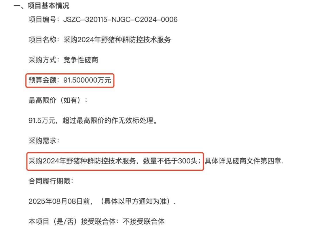 91.5万元打300头野猪<strong></p>
<p>理财机构</strong>，南京一企业中标后弃标，知情人：人手不够